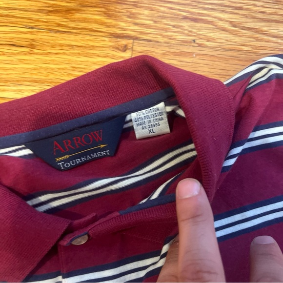 Vintage Arrow Tournament Striped Polo Shirt Mens XL Golf Print - Picture 3 of 6